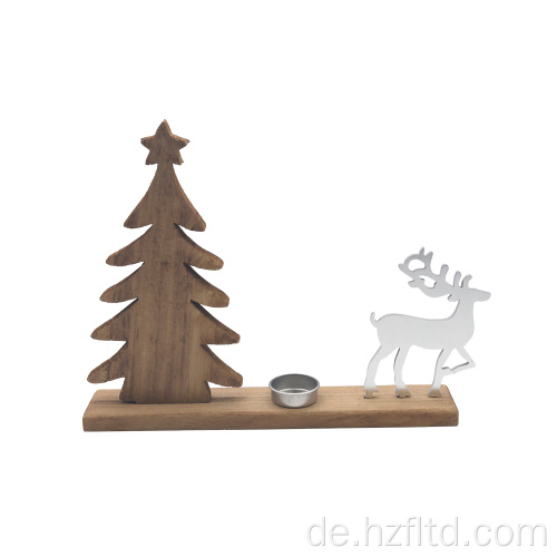 Teelichthalter Weihnachtsbaum Silber Rentier